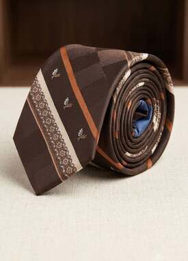 INSPIRE CHIC Men's Stripe Print Self-Tied Crown Flowers and Anchor Necktie for G